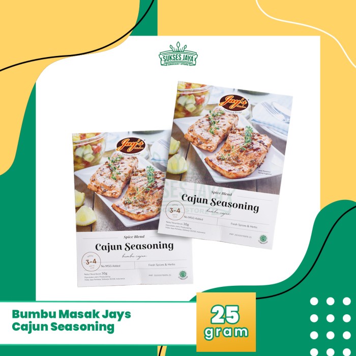 

Bumbu Masak Cajun Seasoning Jays 30 Gram