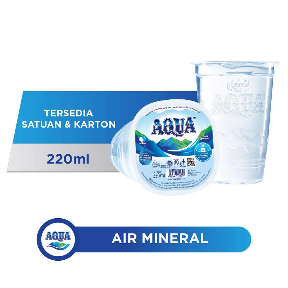

AQUA air mineral Minuman Kemasan Gelas Satuan 220 ML