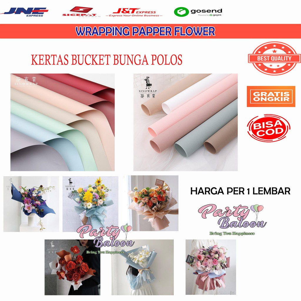 

Wrapping Paper Flower Celophone Transparan lembaran satuan murah
