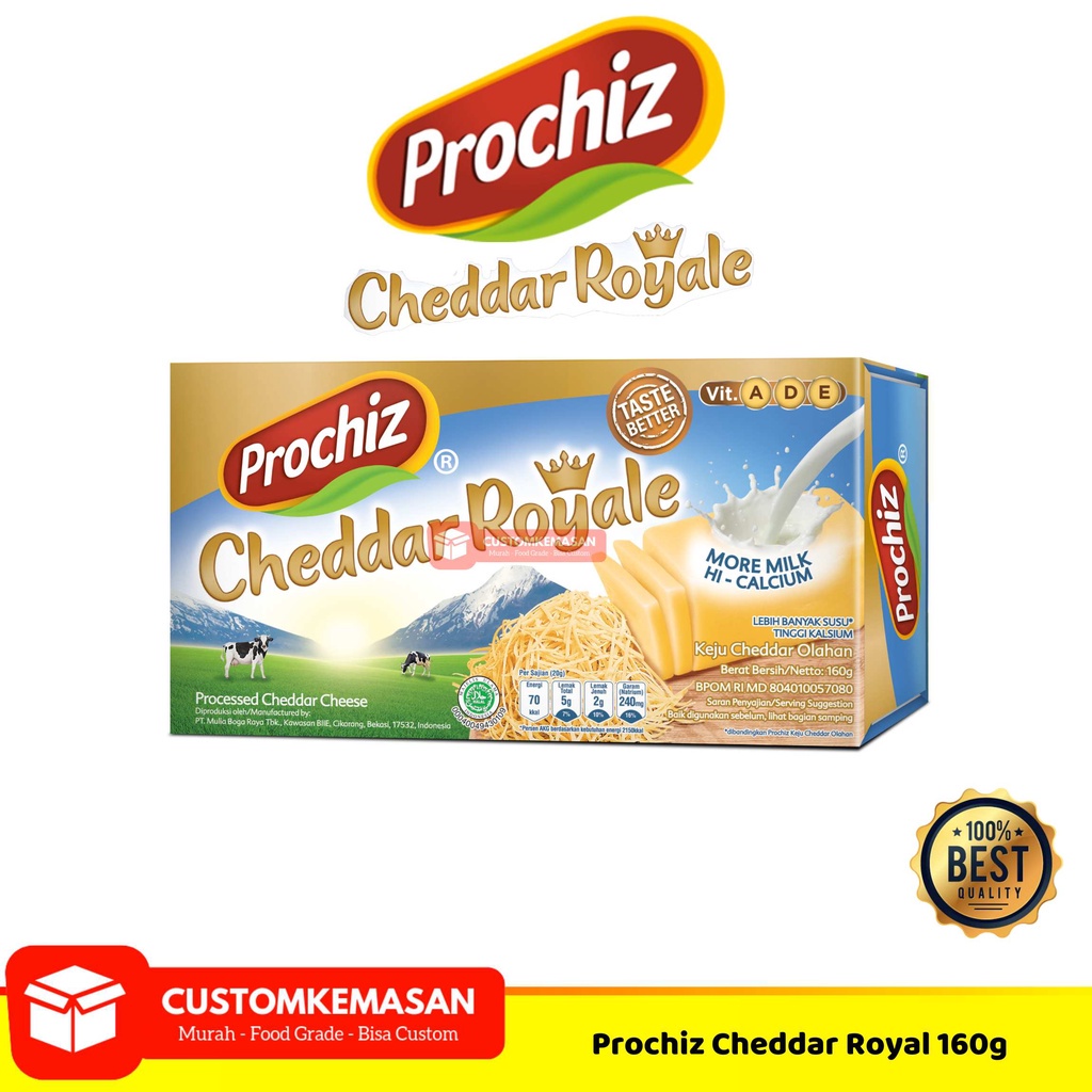 

Prochiz Keju Cheddar Royale 160gr / Keju Cheddar Royale Prochiz / Keju Parut / Keju Serbaguna