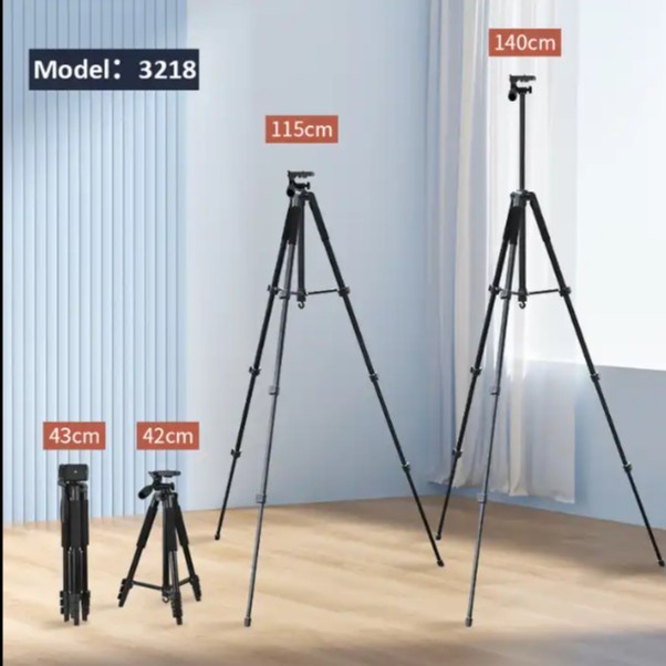 SMARTCOM ~ Tripod 3218 Holder U Kaki Stabilizer 360 Derajat Tripod HP Kamera DSLR