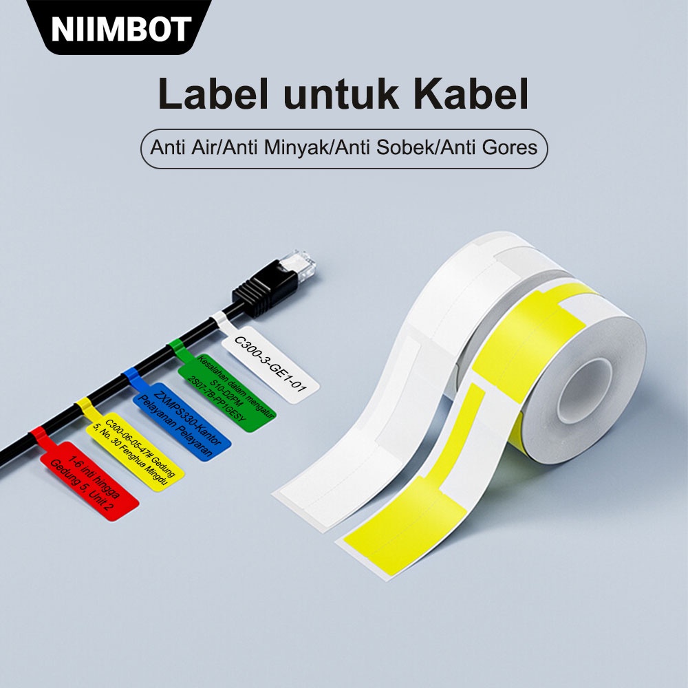 

NIIMBOT B21/B3S/B1 Stiker Label Kabel Jaringan Kertas Label Kabel Kabel Pengisian Daya Tahan Air