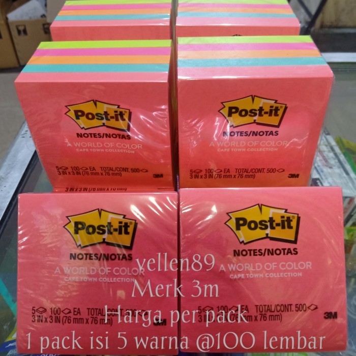 

post it cube warna warni merk 3M - 654