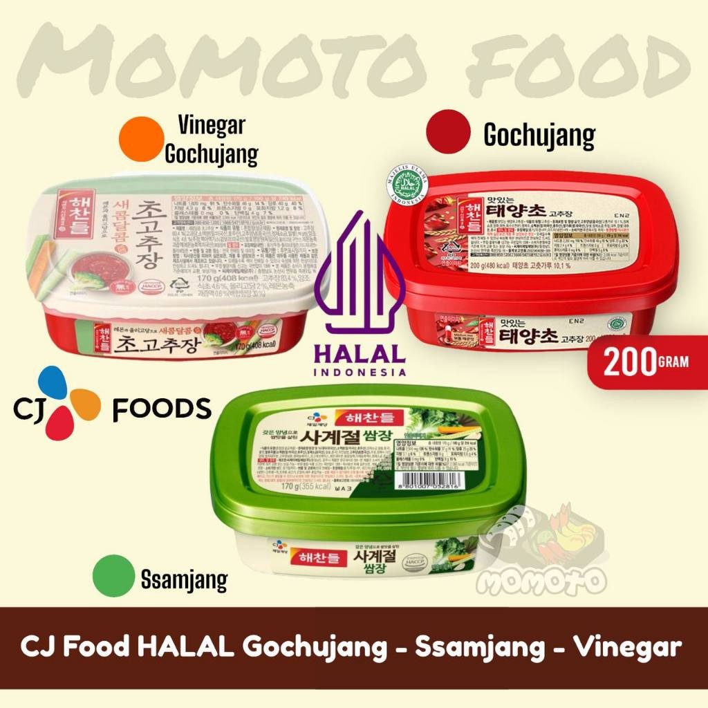 

CJ Foods Haechandle Saus Gochujang Vinegar Ssamjang Halal MUI / Pasta Kedelai Cabe Korea 170 Gram