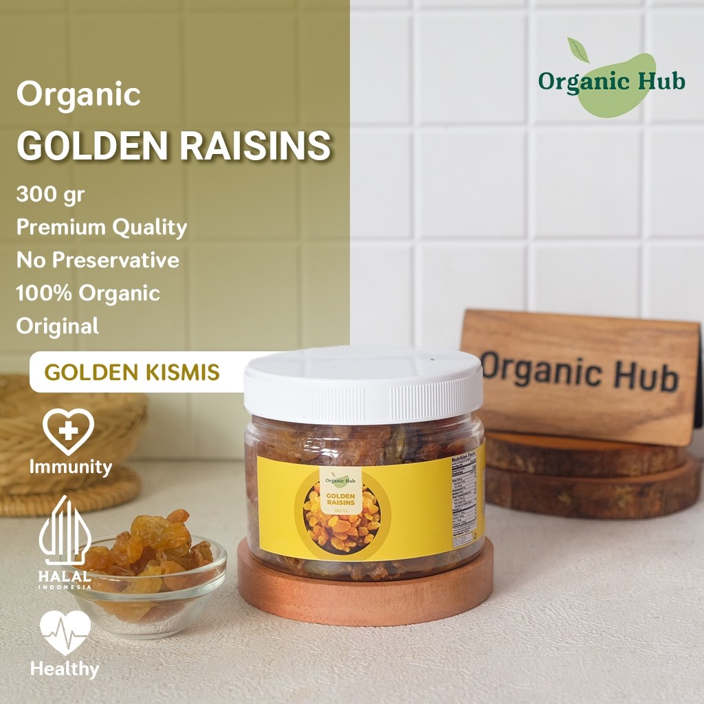 

Organic Hub Golden Raisans Kismis 100% Asli Arab Premium Quality Organik 300 gr