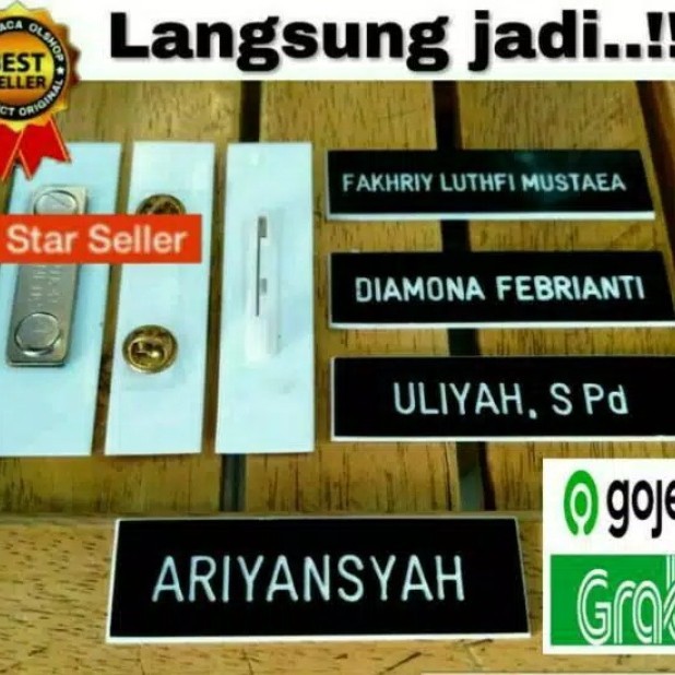 

[Terbaru]Ready Nametag Papan Nama Dada PDH PNS Bhayangkara Peniti - Magnet - Paku - 2,5x8cm, Peniti