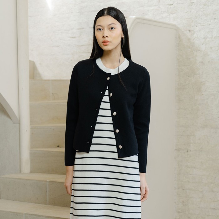 ✨SKY.LD✨ - TERBARU Beatrice Clothing Lugano Knit Blouse - Knit Outer Lengan Panjang - Black