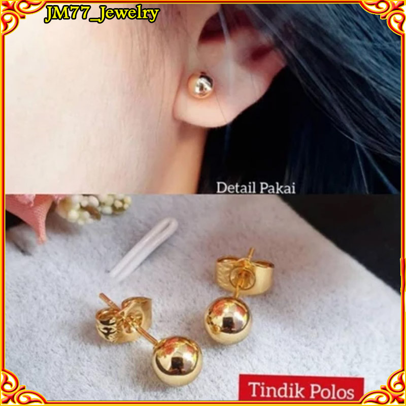 Anting Tusuk Giwang Tindik Anak Bayi Emas Mudah asli 24k tidak alergi ada surat toko