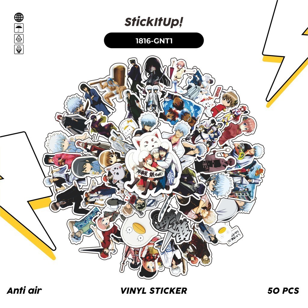

COD 50 Pcs Stiker ANIME SERIES GINTAMA CHAR MIX 01 Lucu Anti Air Untuk Dekorasi Notebook Sepeda Skateboard Handphone DIY