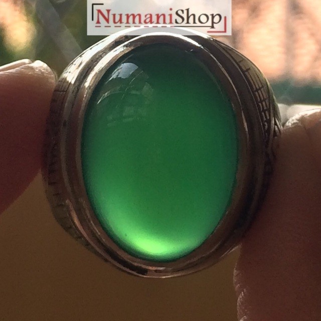 Cincin Titanium Tanam Batu Akik Hijau Garut HQ
