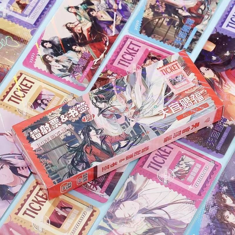 

40 Pcs/Set Manga Heaven Official's Blessing Laser Ticket Bookmark Xie Lian, Hua Cheng Characters Message Card Cosplay Gift