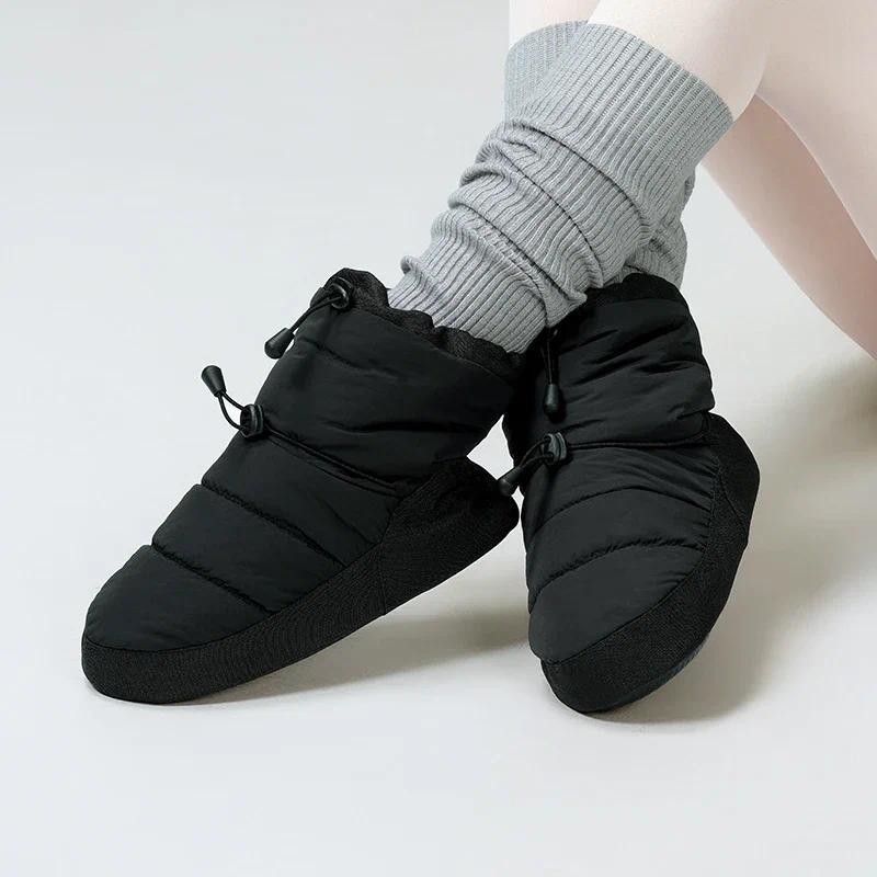 Women Ballet Boots Shoes Warm Up Booties Winter Dance Boots Plush Dance Cotton Shoes Warm Anti-Slip 