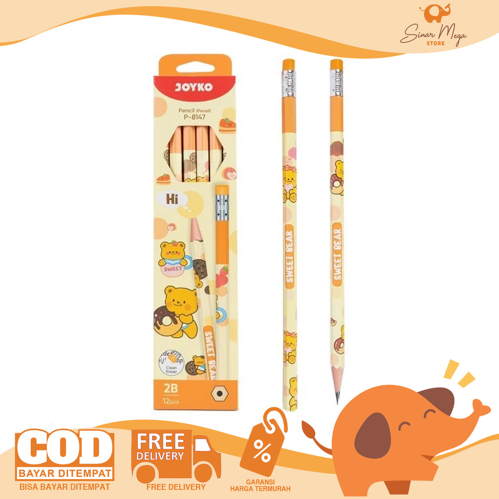

Joyko Hexagonal Grip Pencil P-8147 Sweet Bear - Pensil 2B LUSINAN Lucu Murah