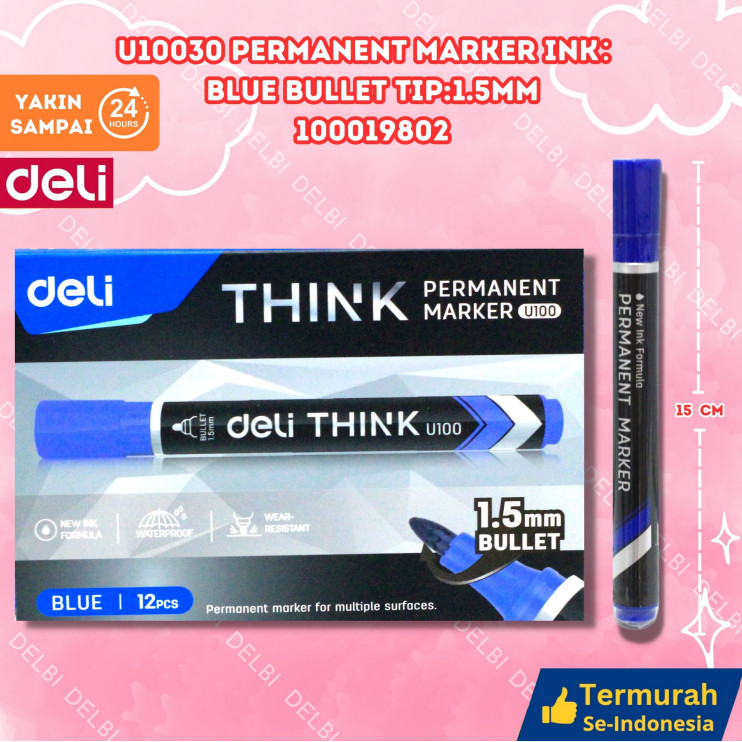 

U10030 Permanent Marker Ink Blue Bullet tip1.5mm SPIDOL