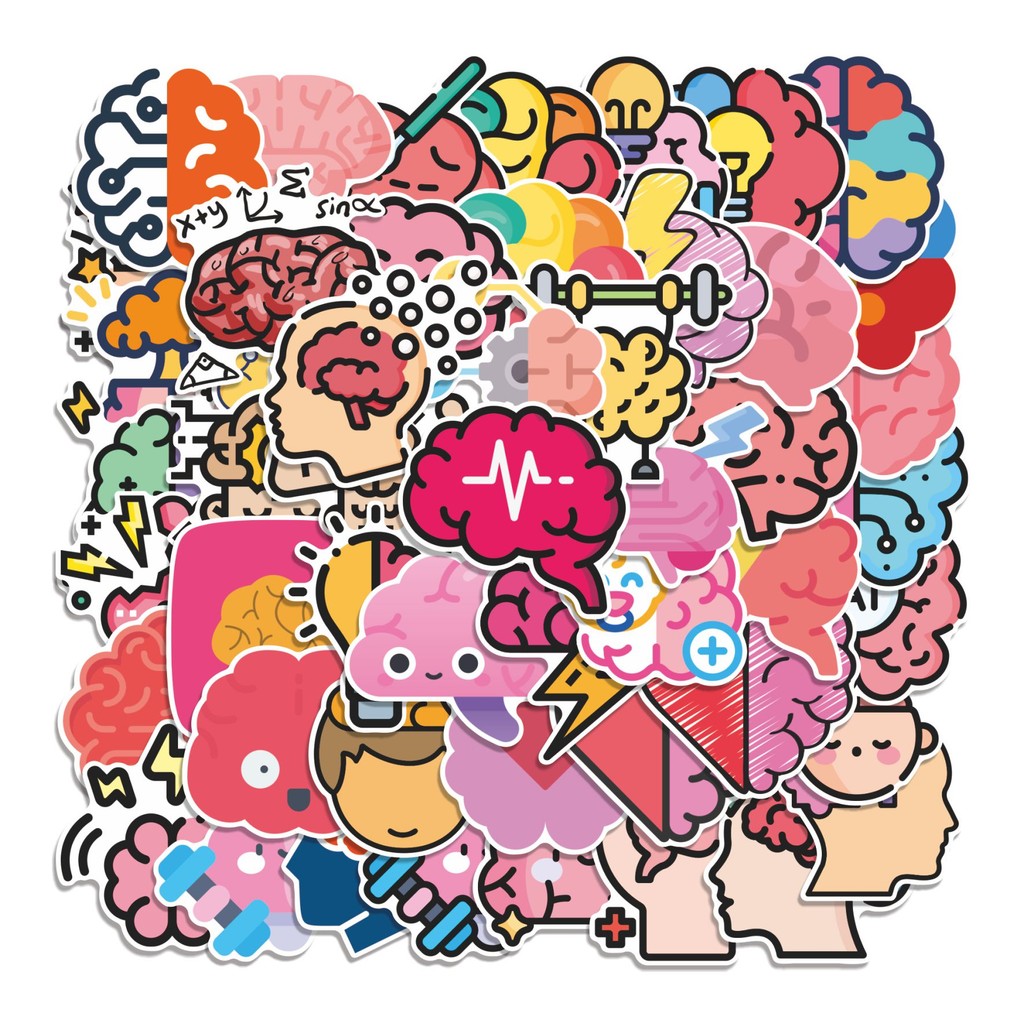

COD 50 Pcs Stiker Otak (Brain) Lucu Anti Air Untuk Dekorasi Notebook Sepeda Skateboard Handphone