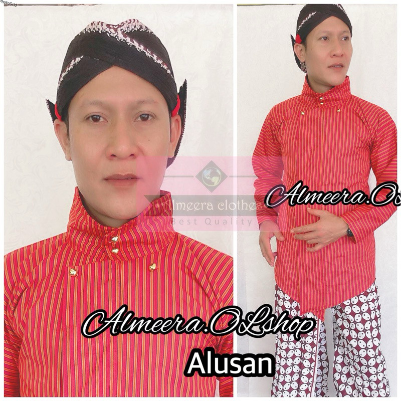 LURIK surjan lurik alusan tradisional merah oren raja keong istimewa