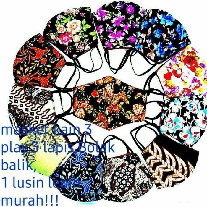 Masker kain,3play,3lapis,masker motif,masker polos,masker tyedie,masker kainhitam, kain 3lapisaerlop