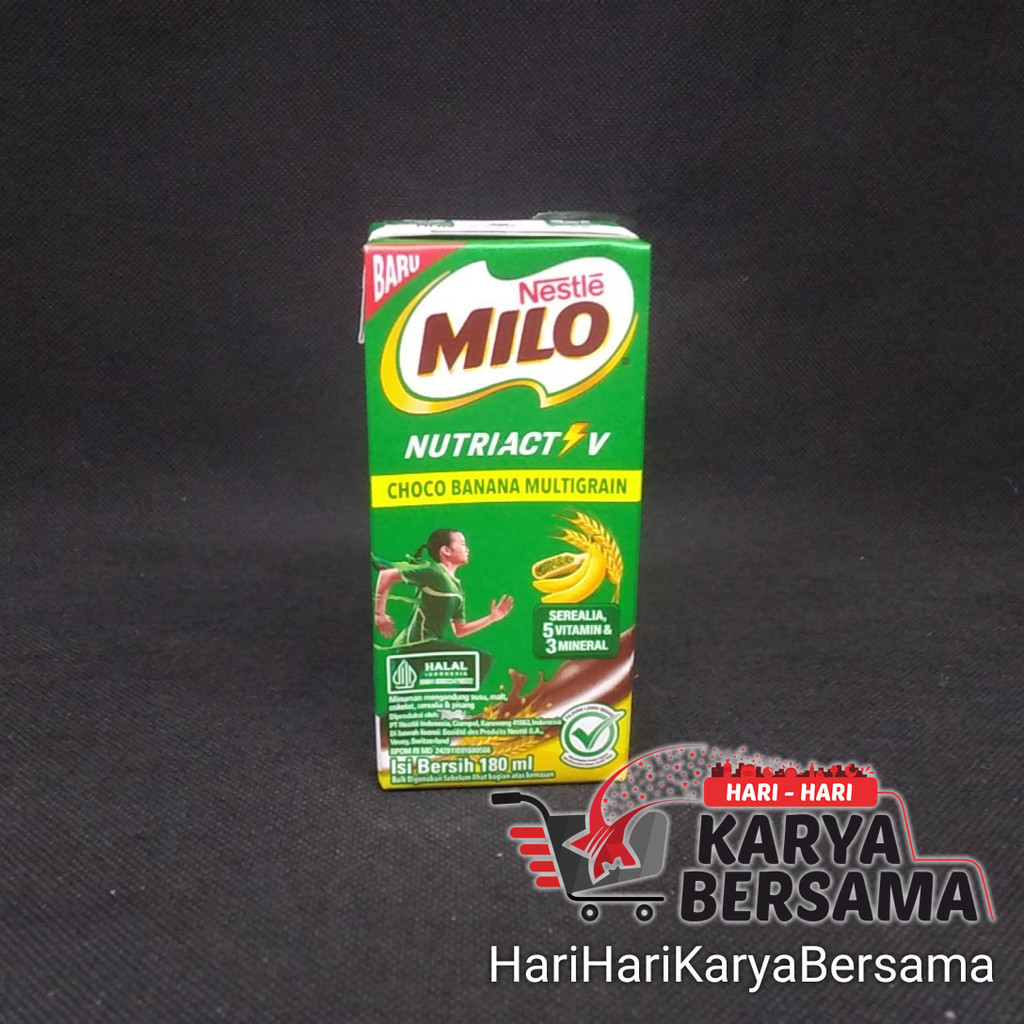 

MINUMAN SUSU NESTLE MILO UHT NUTRI ACTIV CHOCO BANANA MULTIGRAIN 180ML