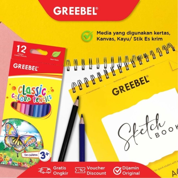 

GREEBEL PENSIL WARNA 7012 CLASSIC COLOR ISI 12 Colouring Color Pencil
