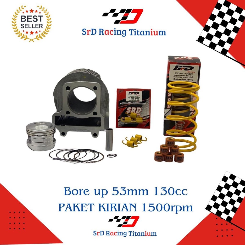 PAKET BORE UP BLOK SEHER BEAT KARBU 53mm up 130 cc PAKET KIRIAN 1500 rpm japan quality