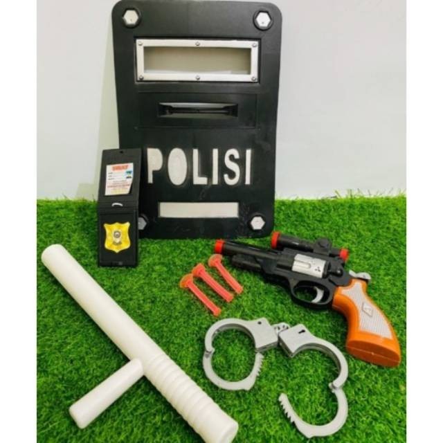 Mainan anak polisi tameng set borgol mainan police dan tameng anak peran police