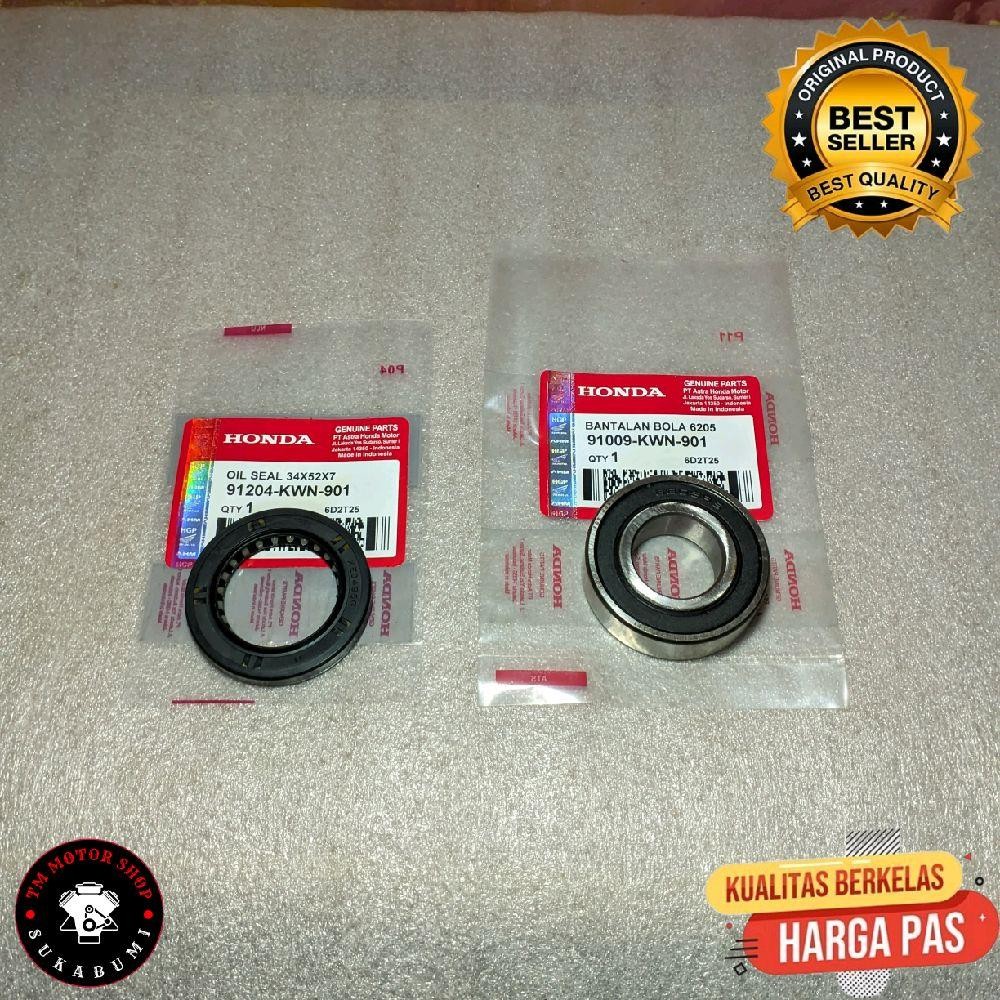 Paket Bearing Laher As Roda Belakang Kanan 6205 + Seal Roda Belakang Honda Vario 125 Fi Old, Vario 1