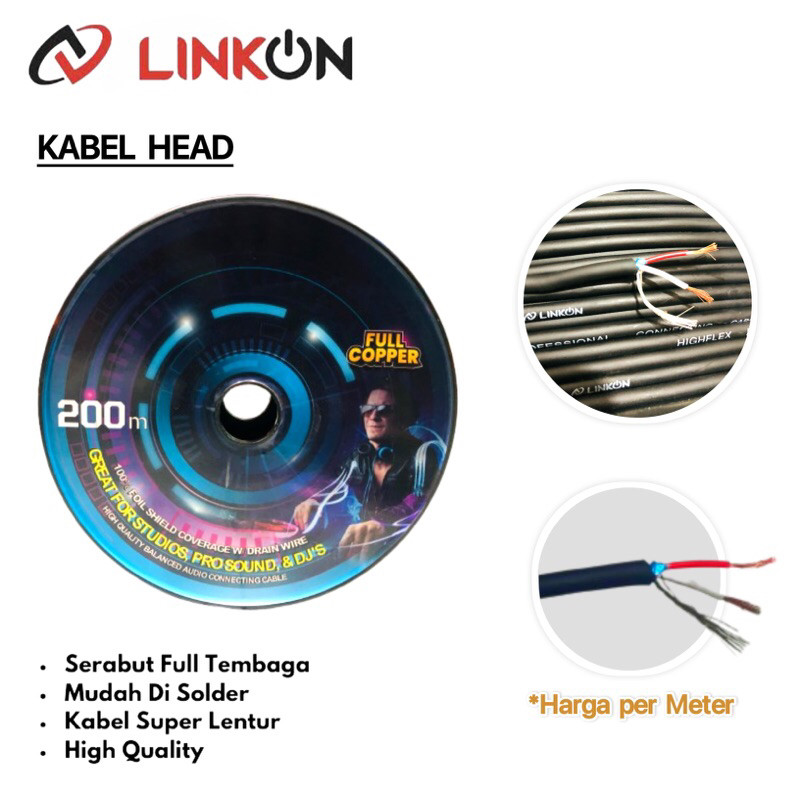 Kabel Head Linkon Hitam Tembaga Per Meter