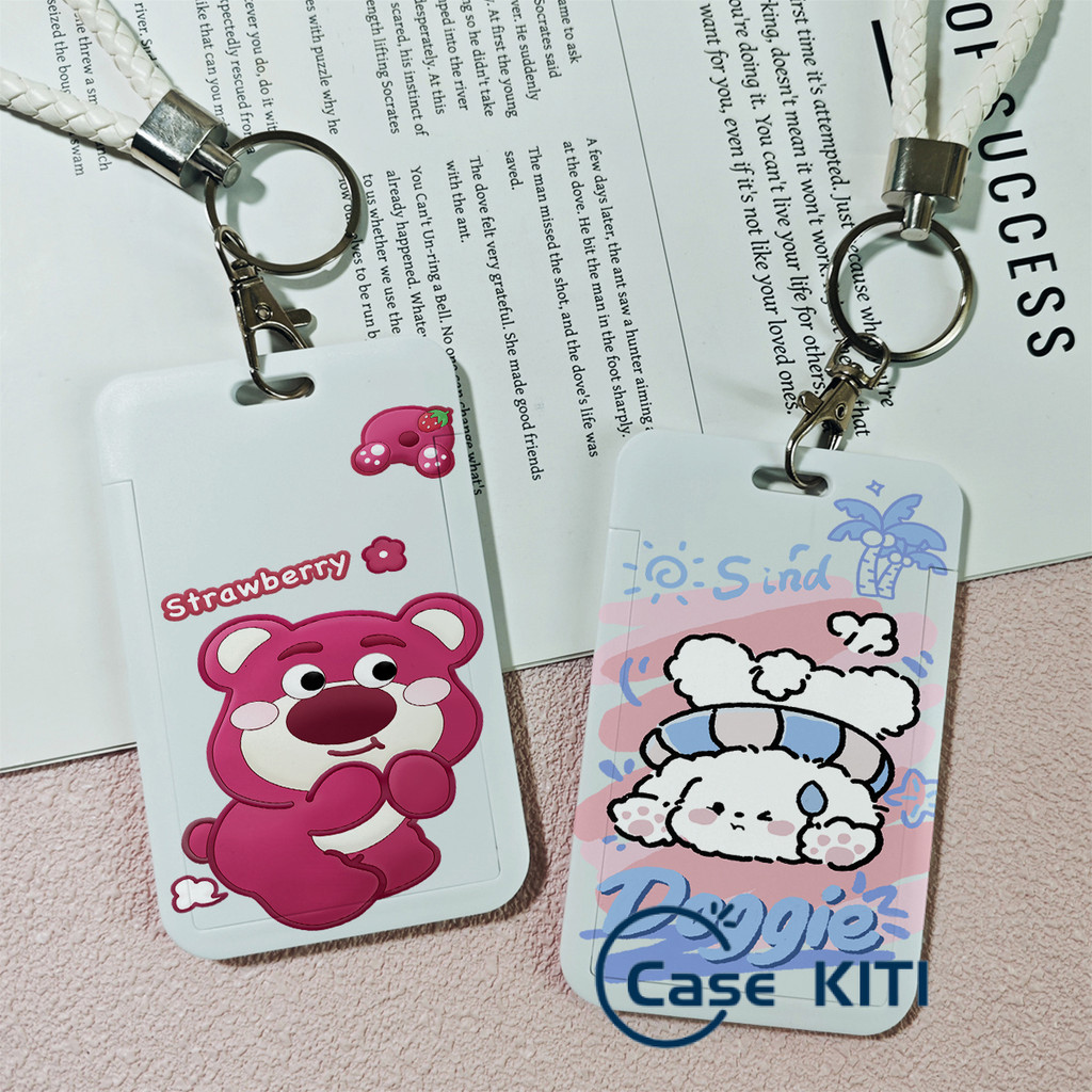 

ID Card Holder Motif Anjing Beruang Stroberi Lucu Berbunga Cute Strawberry Bear Flower Doggie Korea Tempat Pelindung Kartu Nama Photocard Sekolah Kantor Photocard Photo Card CASE KITI