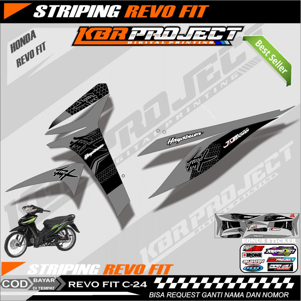 REVO FIT STIKER  STRIPING MOTOR KEREN LIS VARIASI REVO FIT STIKER MOTOR HONDA DESAIN RACING C.24 EDI