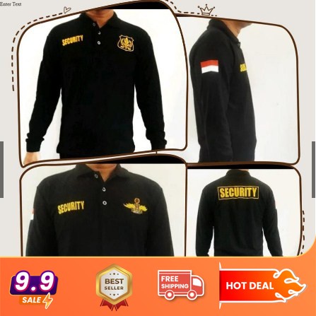 BAJU KAOS KERAH SECURITY LENGAN PANJANG LOGO WINGS LOGO KUNING - POLO SERAGAM SECURITY
