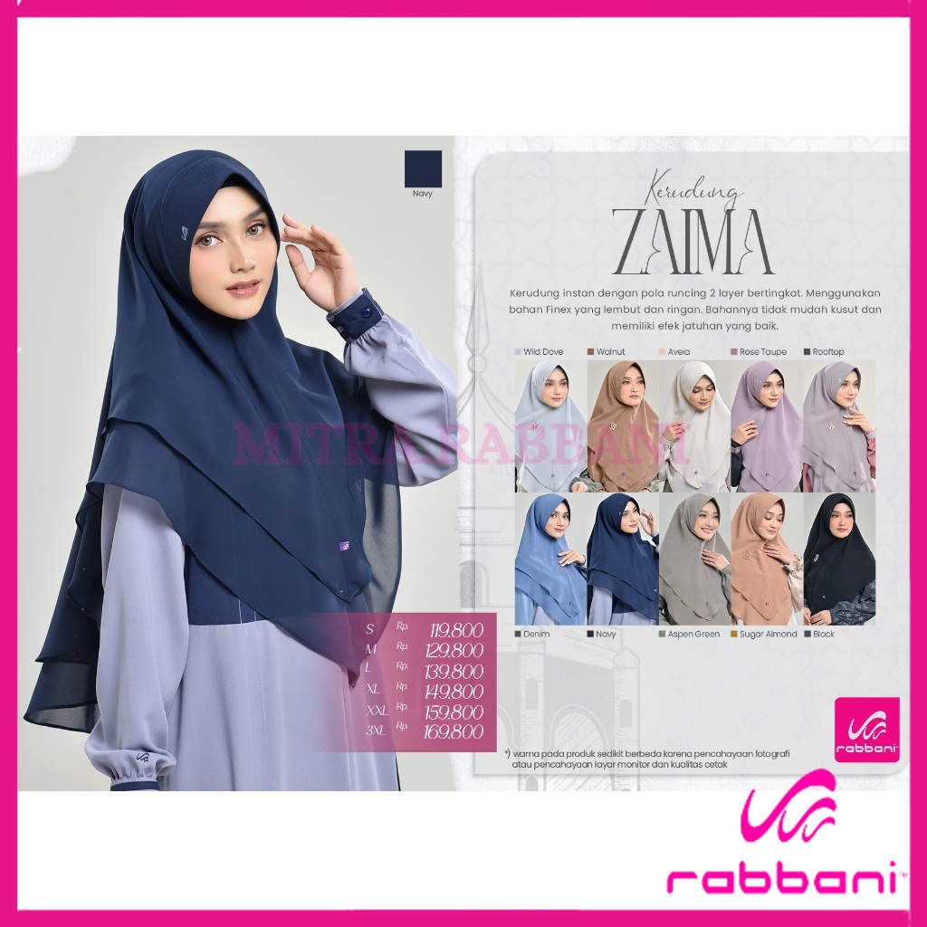 RABBANI ORI - Kerudung Instan Rabbani - Zaima Mitra Rabbani