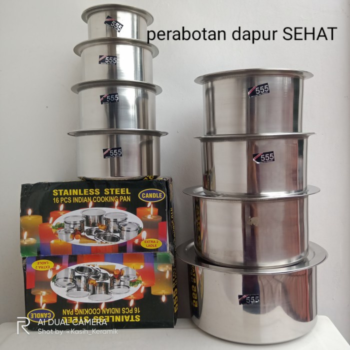 ✨LARIS✨ -Panci set stainless steel ASLI 555, TEBAL 8pcs /Indian stainless steel