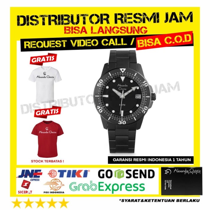 JAM ALEXANDRE CHRISTIE ac6517MD ac6517 ac 6517 ALL BLACK GARANSI RESMI