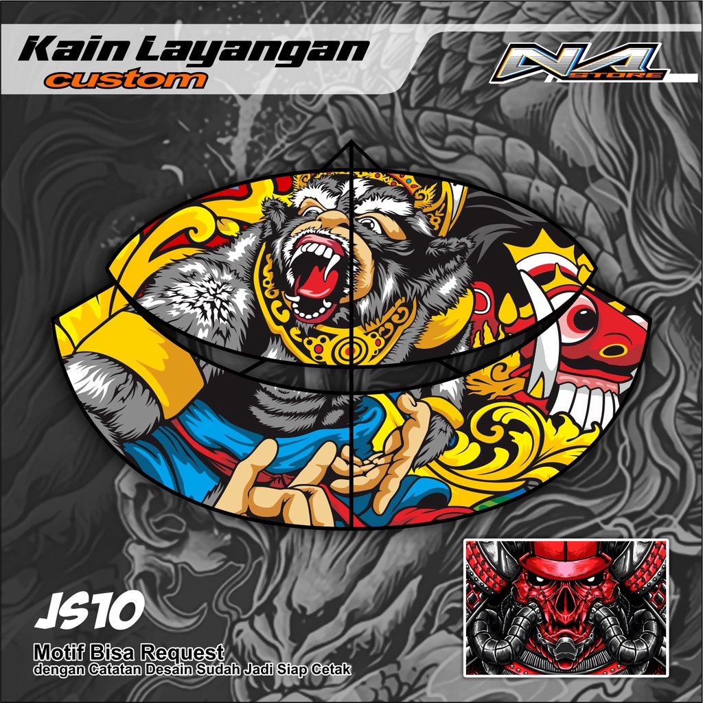 Sampul Kain Layangan Motif Custom Full Printing Bahan Satin Peles High Quality Bisa Request