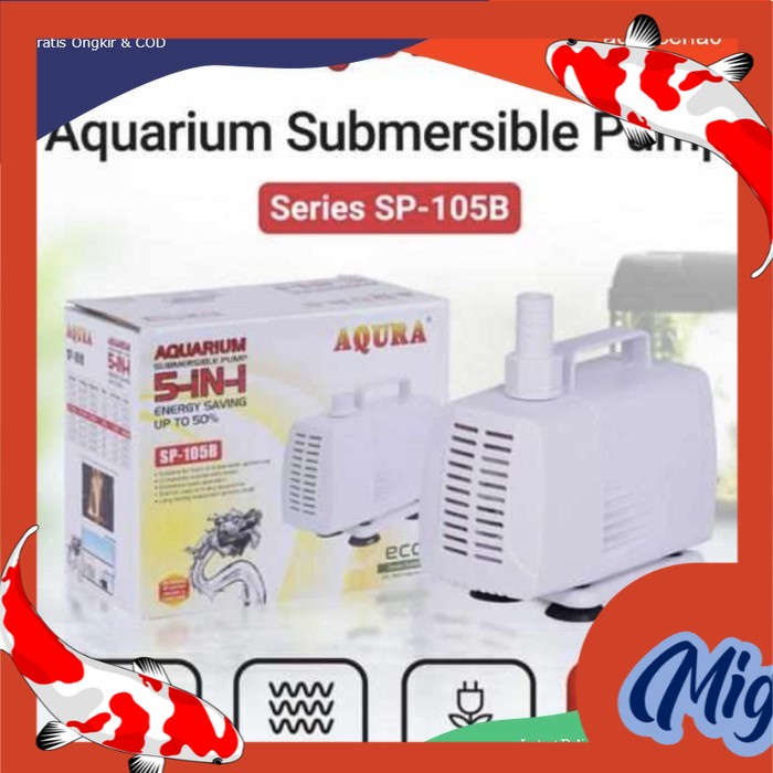 AQURA Pompa Air Celup Aquarium AQURA SP 105 B SP105 B putih