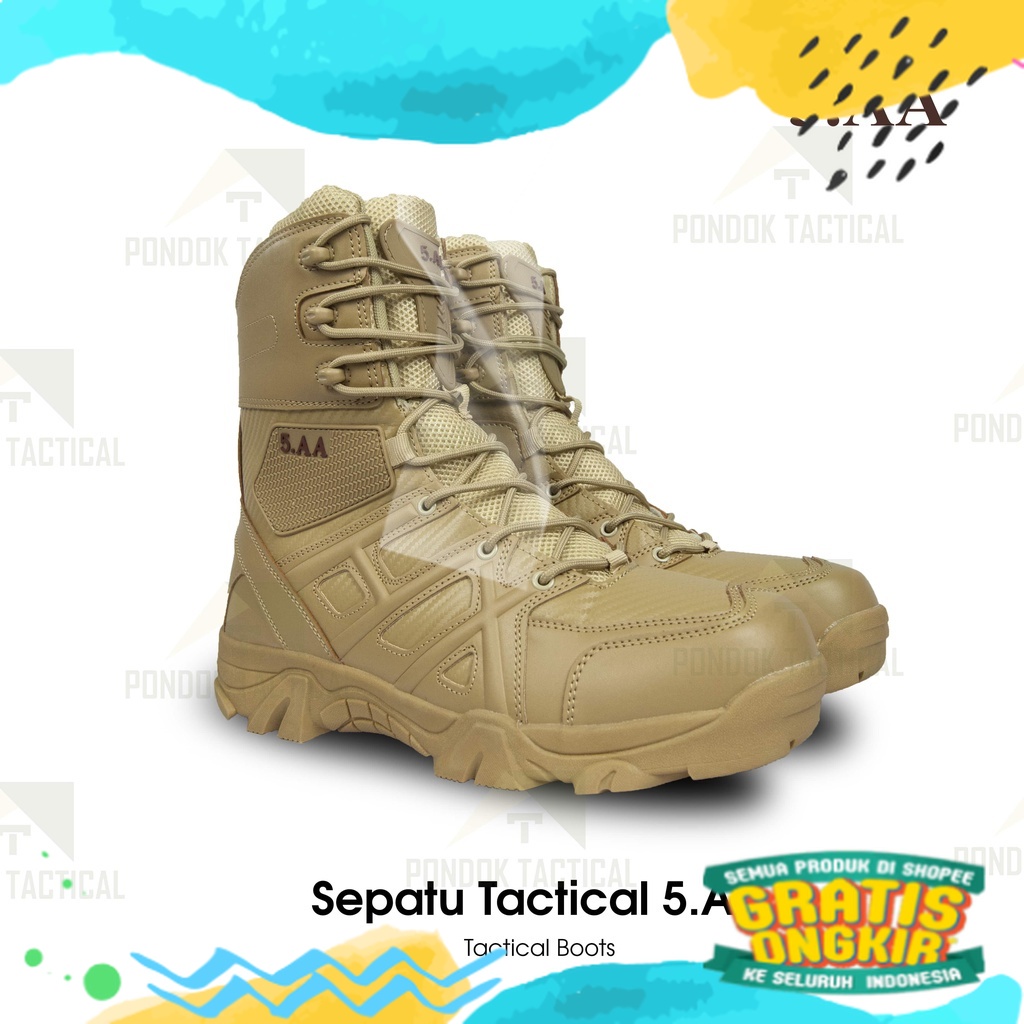 Sepatu Tactical 5AA 5.AA / Sepatu Satpol PP PDL 8 Inch Import/ Karet