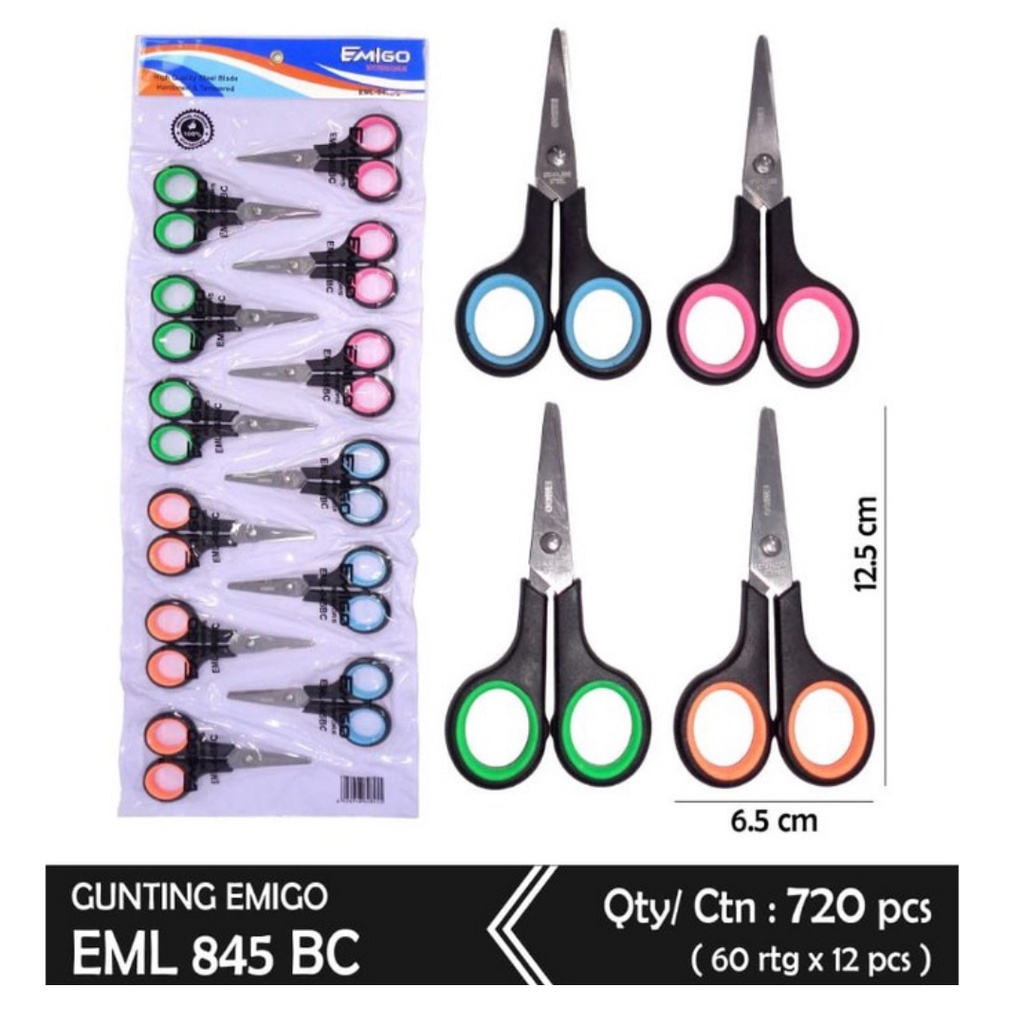 

gk 1 Renceng Isi 12 Pcs ! Gunting Kertas Kecil Murah Merek Emo / Gunting Stainless Steel Tajam Anti