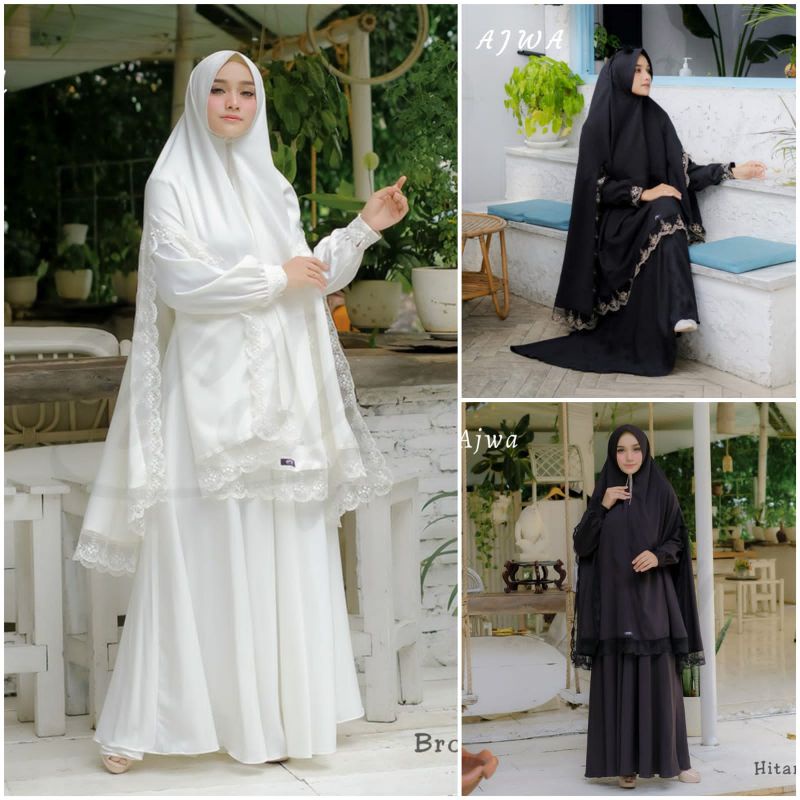 Gamis Umroh Haji Dress Ajwa Madina Jasmine Zamzam Mecca Syari Putih Hitam by Arsy Hijab