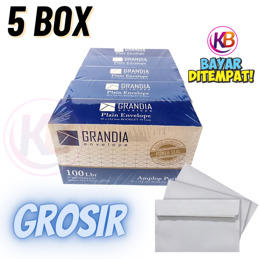 

Grosir...! Amplop Grandia Polos Putih+lem (100 Lbr/box) - Amplop Putih (5 box) - Toko1_Gemilang