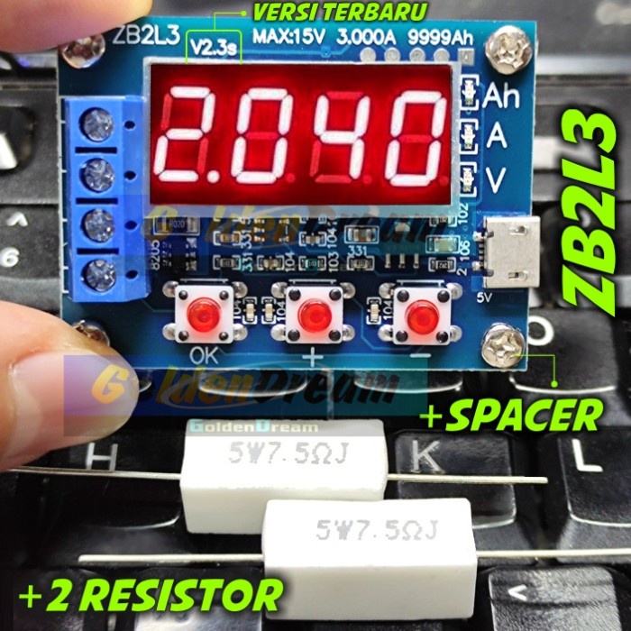 ZB2L3 Alat Tester Kapasitas Baterai Battery Capacity Penguras Ukur