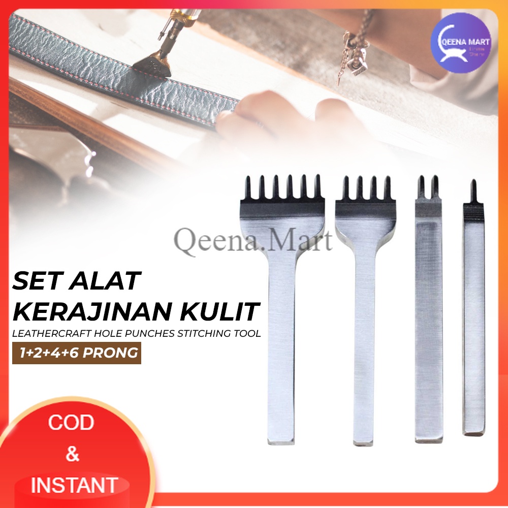 

Alat DIY Kulit Leathercraft Hole Punches Stitching Tool 1+2+4+6 Prong