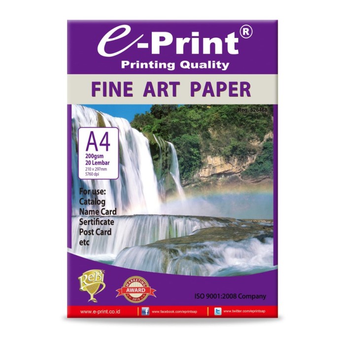 E-Print Fine Art Paper A4 200 gsm / Kertas Fine Art Paper Eprint A4