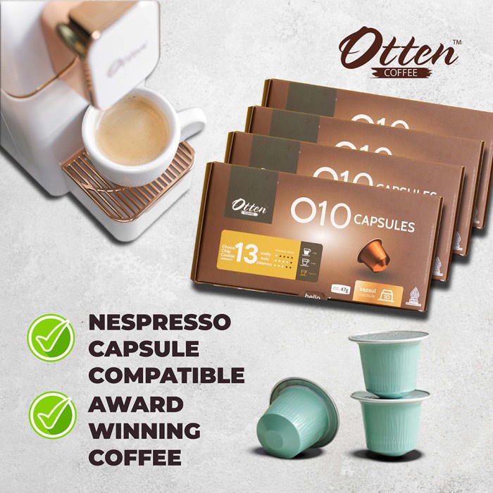 

Promo Bundling Kopi Kapsul - O10 Robusta Infused Choco Chip Capsule