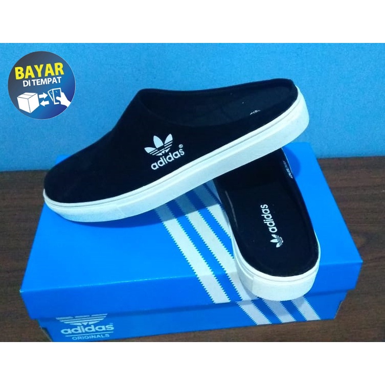 ADIDAS Sepatu Sandal Pria Sendal Bustong Tutong Selop Cowok Sendal Kulit Suede Brongsong Sandal Sant