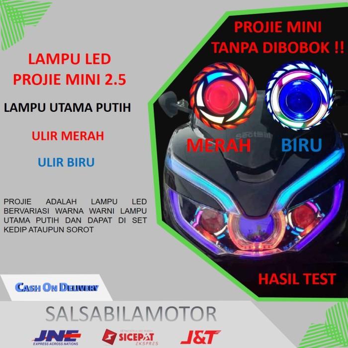 Lampu projie depan hid/led projektor motor rainbow 2.5/3.5 inch beat - Merah