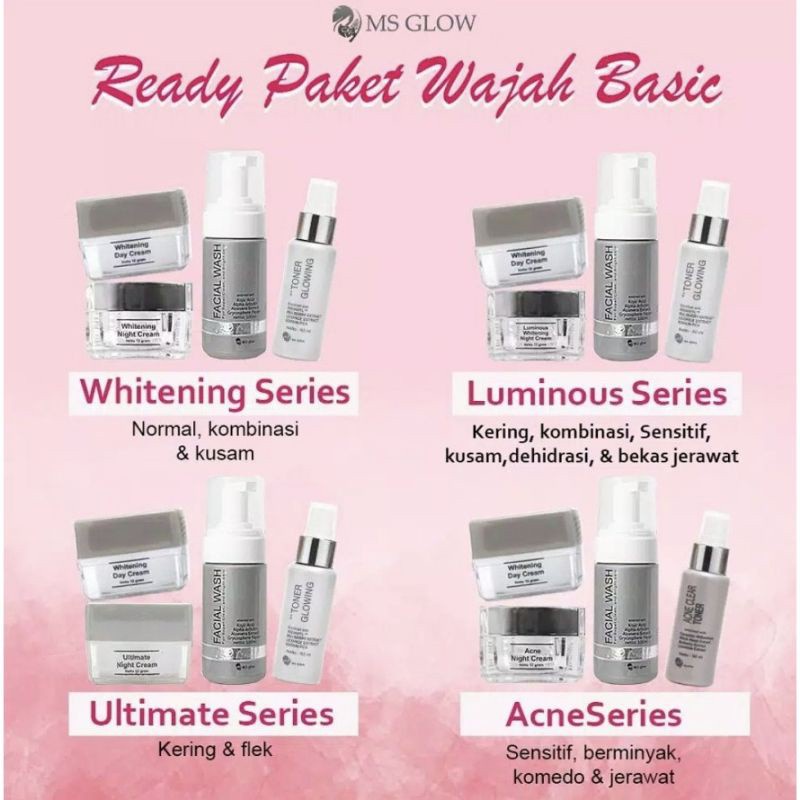 MS GLOW Whitening | Ultimate | Paket Luminous | Acne JJ Glow Men Serum Sunwhite Sunglow Free Pouch B