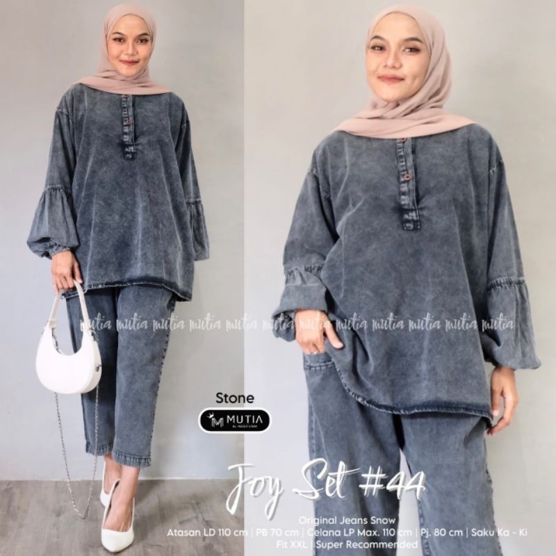 BAJU SETELAN WANITA JOY SET #44 (SETELAN JEANS JUMBO WANITA)