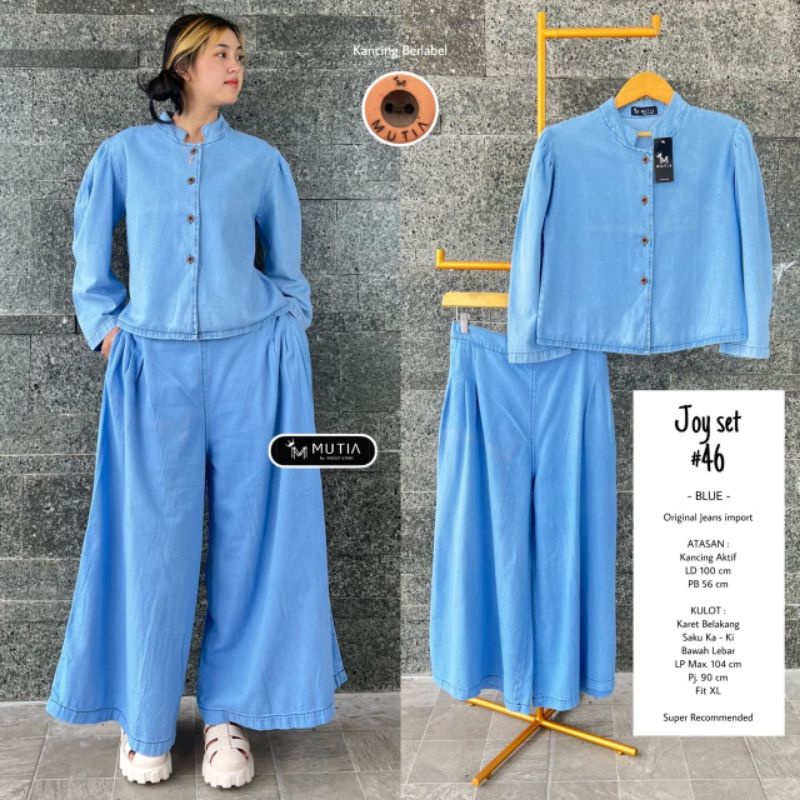 BAJU SETELAN WANITA TERKINI JOY SET #46 (SETELAN WANITA JEANS IMPORT) ORI