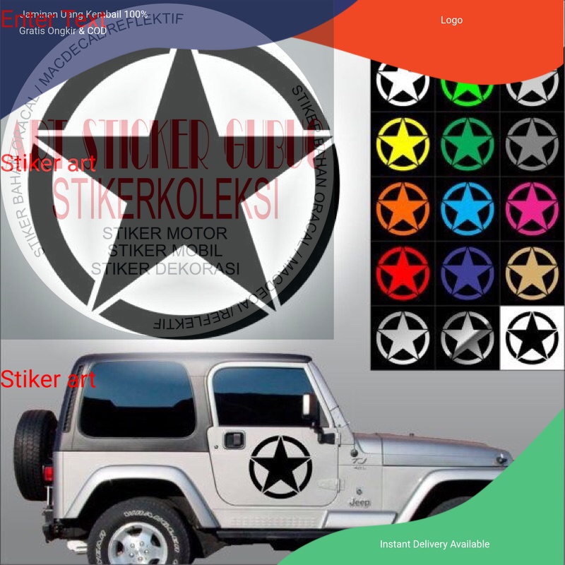 STIKER sticker mobil sticker cutting bintang untuk pintu mobil