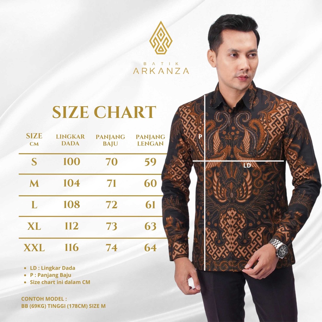 BATIK ARKANZA STORE Motif DEWANAGARI AWU Kemeja Batik Pria Lengan Panjang